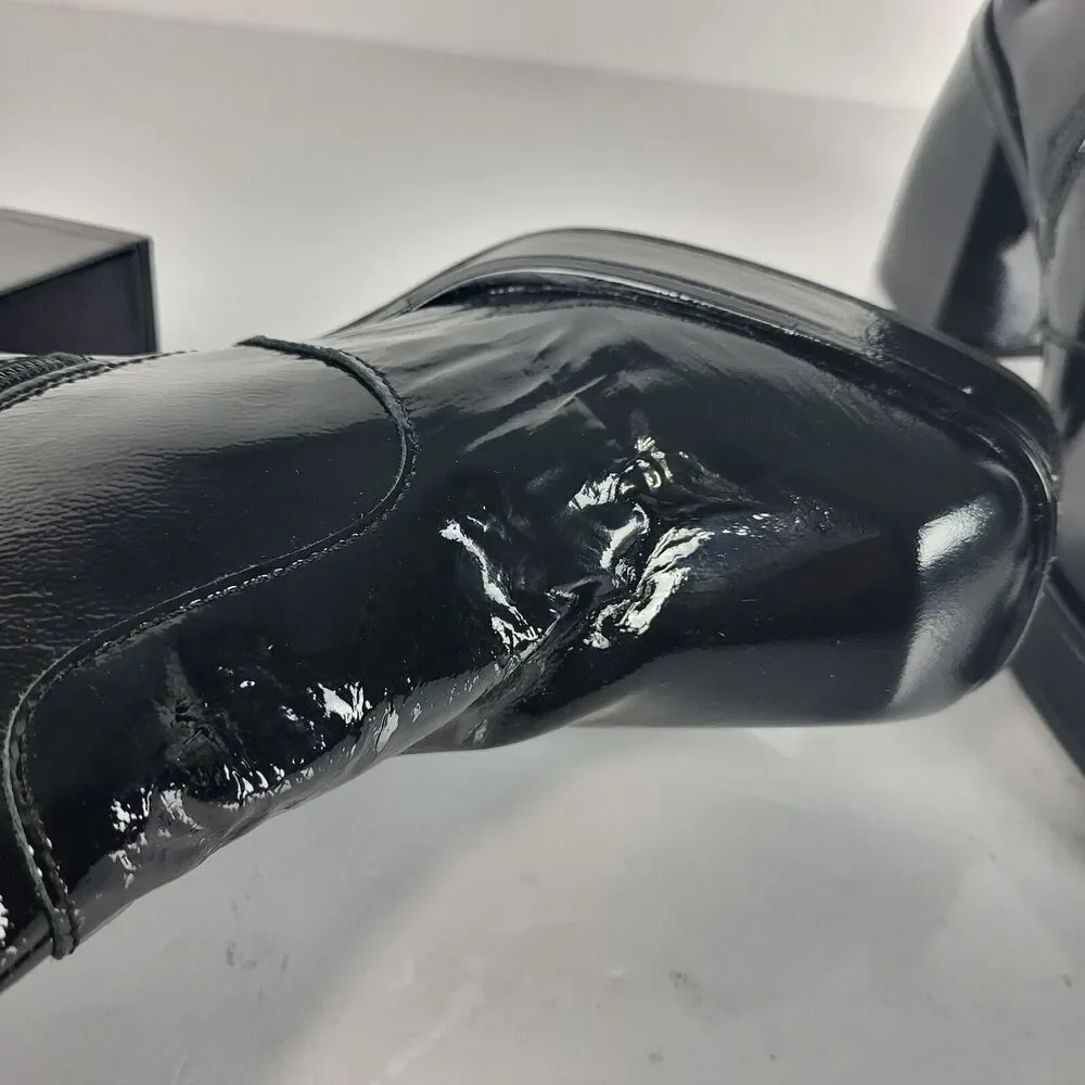 Free People Ruby Women's Platform  Patent Leather Boots Black wet look size 40
